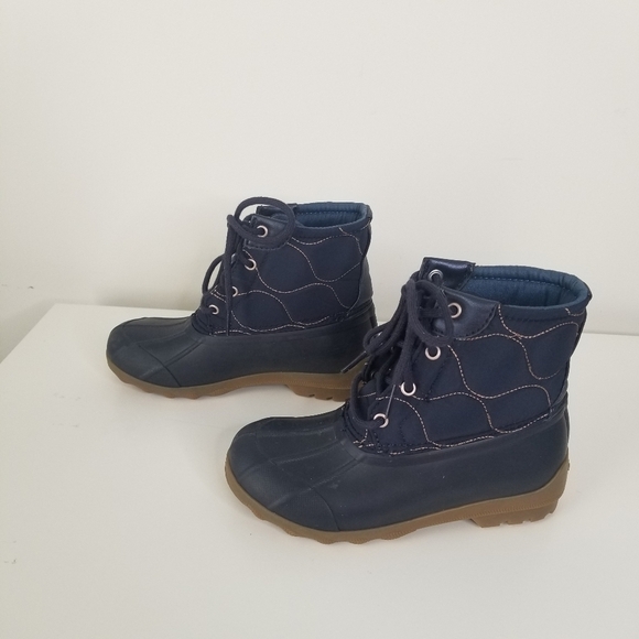 Sperry Navy Gold Quilted Port Boot Size 1M Girls Youth - Picture 5 of 9